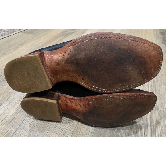 Lucchese 2000 Full Quill Ostrich Cowboy Boots Black Square Toe Men’s 9 D USA - Picture 7 of 10